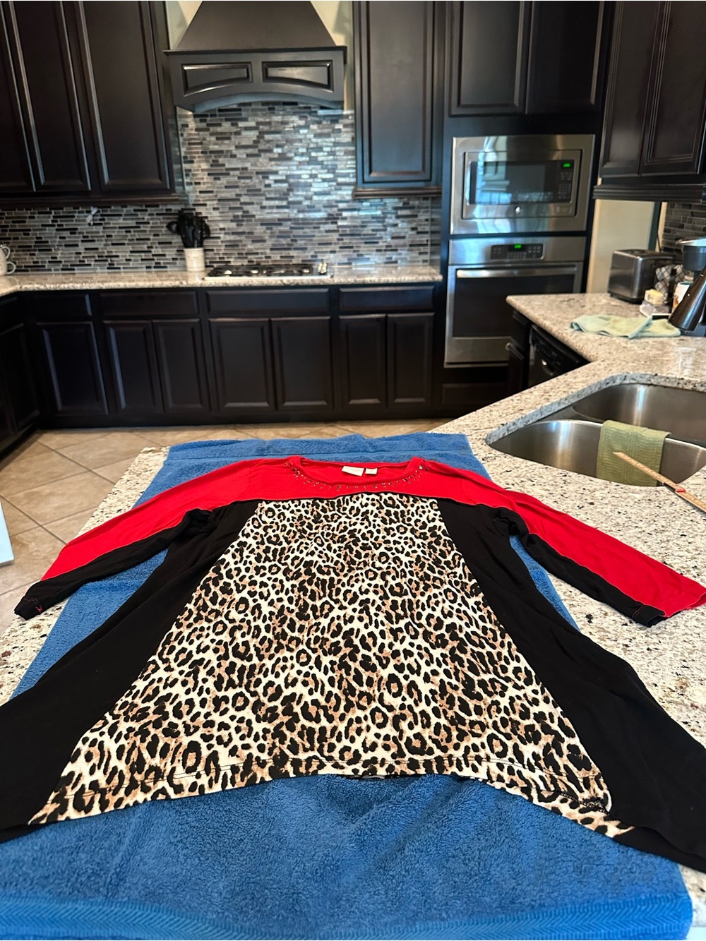 Chico's Weekend Comfortable Tunic with Animal Print and accents of Black and Red